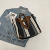 Canvas Bag Large Capacity Shoulder Bag for Female Striped Tote Bag