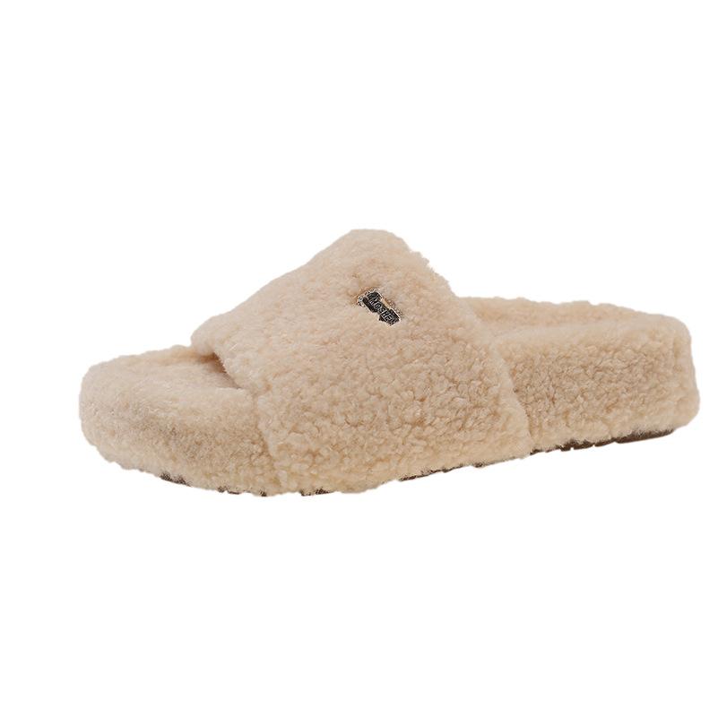 Mao Mao Slippers Women's Wear 2025 Autumn and Winter New Korean Version of Fashion Trendy Shoes, Fluffy Thickened Home Platform Slippers