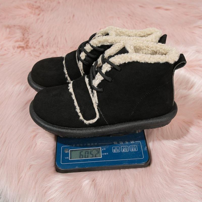 United States Winter Thick-soled Velvet Thickened Snow Boots Women's Foreign Trade Large Size Warm Lace-up Short Boots Cotton Shoes Women