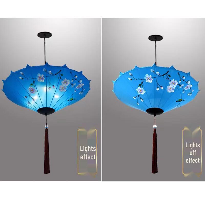 Vintage Hand-painted Fabric Chinese Lantern