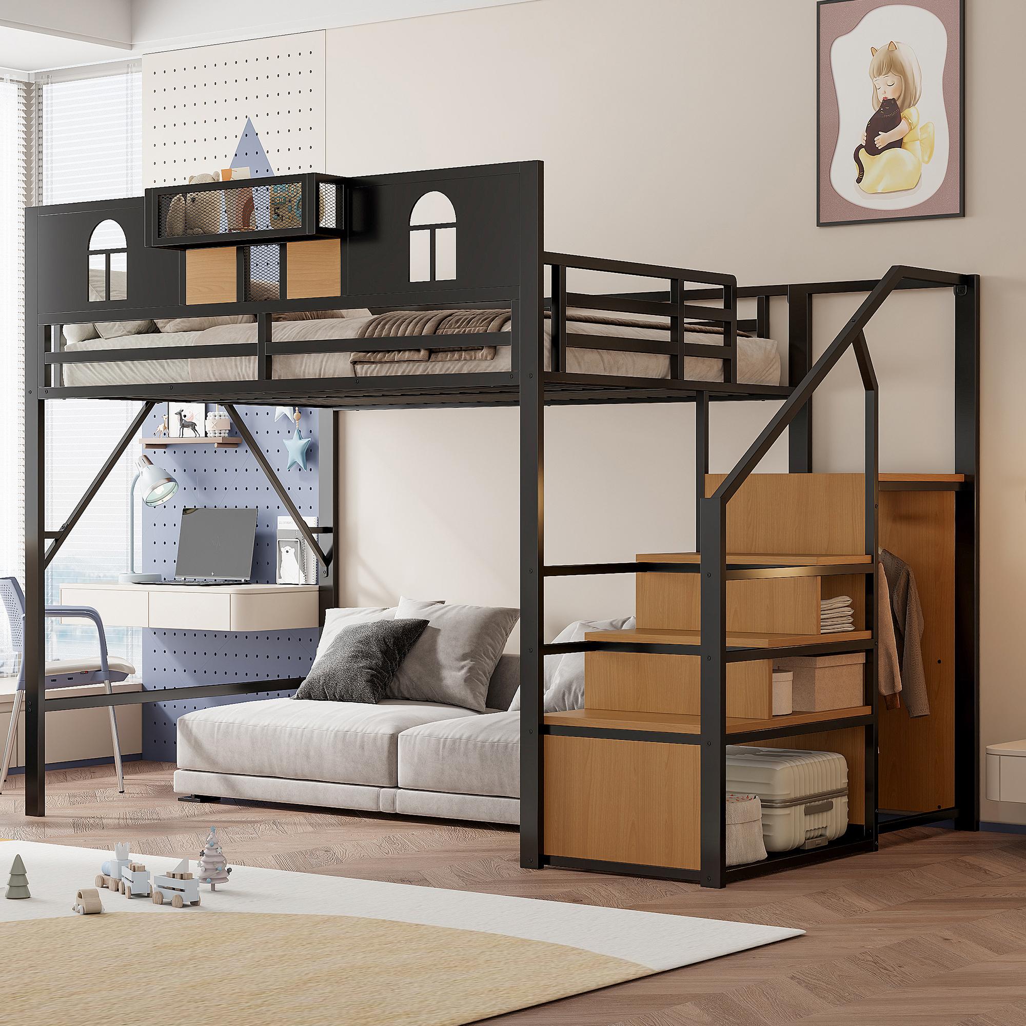 Metal Loft Bed 140 x 200