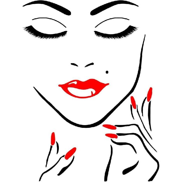 Girl Lips Beauty Salon Manicure Nail Service Art Wall Sticker Vinyl Decal Mural for Bedroom Dressing Table Living Room Home Decoration 23 X 18 In