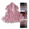 Floral Embroidered Solid Color Scarf Shawl Wrap Lightweight UV Protection Accessory Women