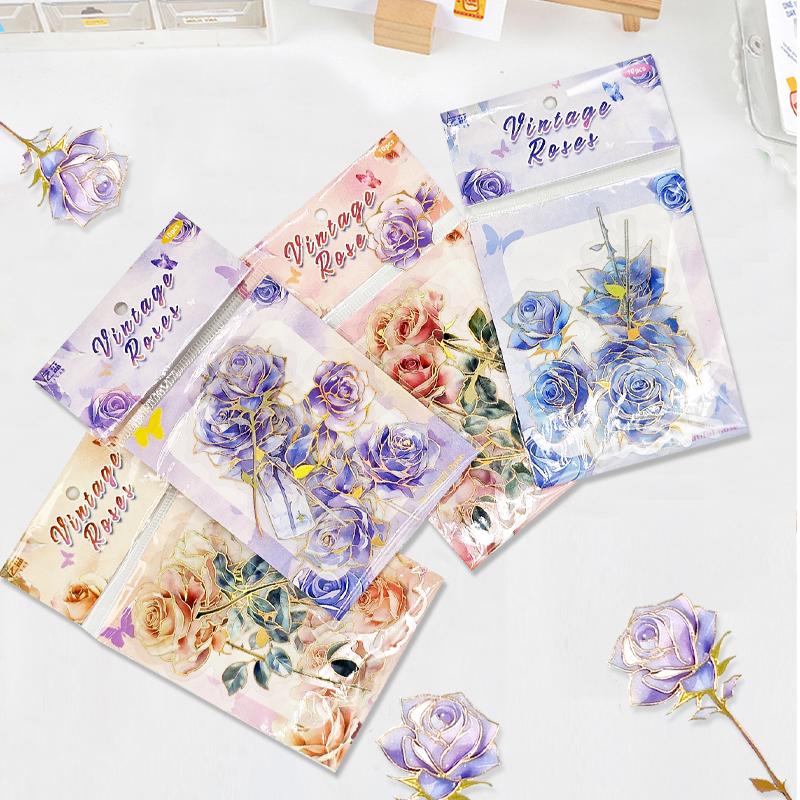 40Pcs Flower Stickers Waterproof Floral Vinyl Stickers Natural Flower Stickers for Scrapbooking Vintage Craft Sticker