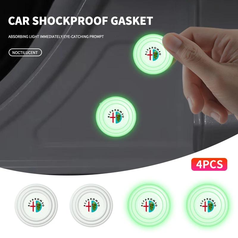 1/2/4Pcs Luminous Shock Absorber Car Door Silicone Anti Shock Pad For Alfa Romeo Giulia Stelvio Junior Tonale 33 Stradale 4C Giu