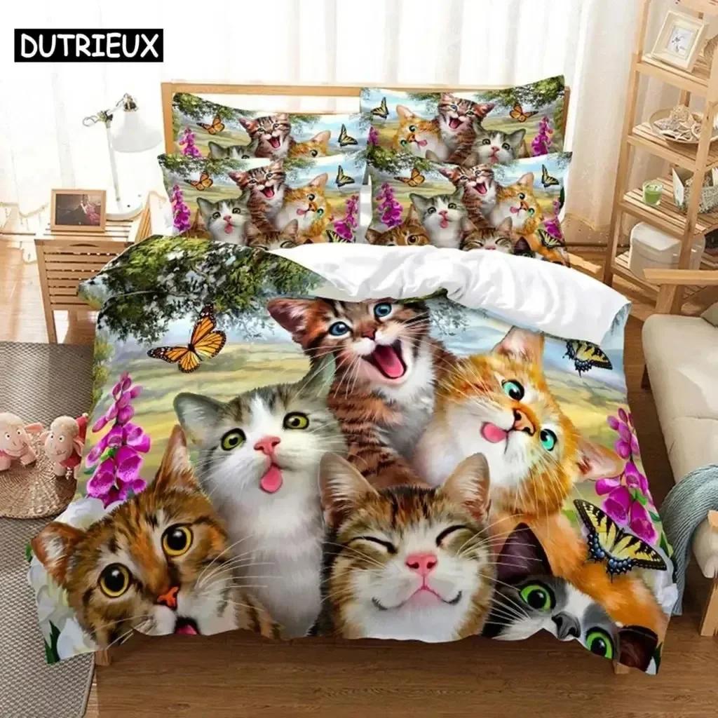 Luxury New 3D Print HD Duvet Cover Bedding Set Quilt Case Pillowcase Cat Pattern Double Full King Queen Twin Single Bedroom