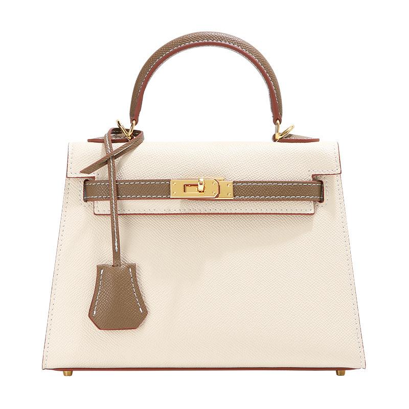 Color Matching Bag Women's Mini Cowhide Leather Bag New Palm Pattern Single Shoulder Crossbody Second Generation Commuting