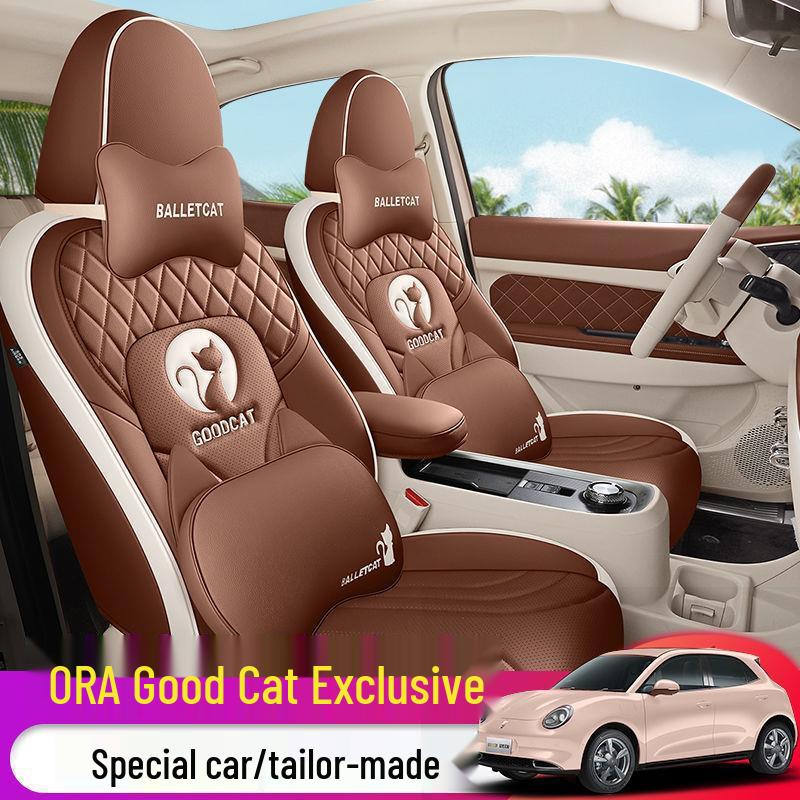 Applicable Purple ORA Good Cat Leather Seat Cover - All-Season, Breathable, Wear-Resistant, Full Wrap Design