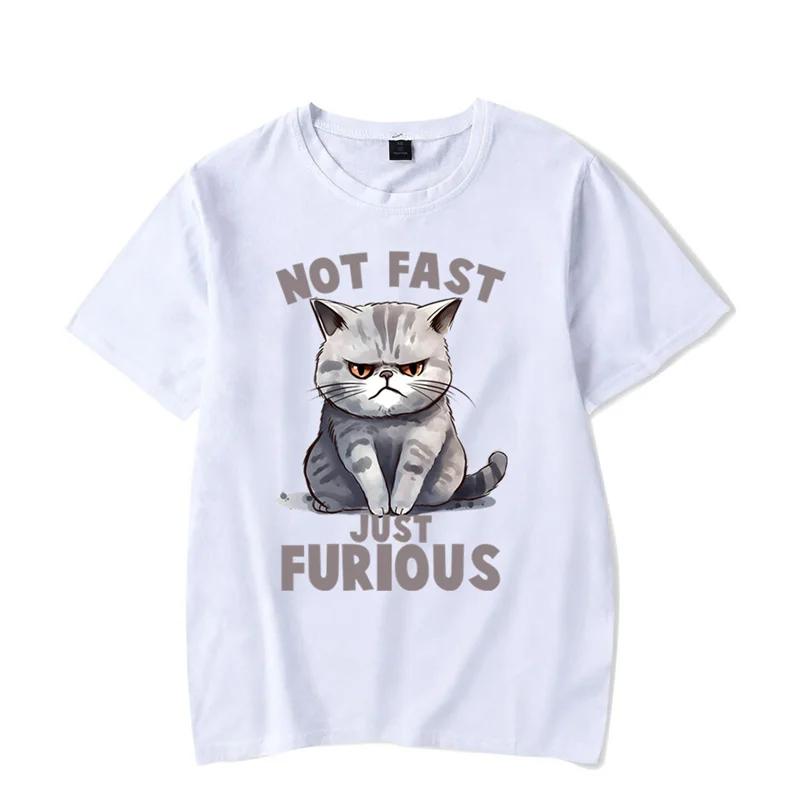 Not Fast Just Furious Graphic Tshirt Funny Crazy Cat Tshirt Fashion Harajuku T-shirt Oversized Men Brand T-shirt Hip Hop Tshirt