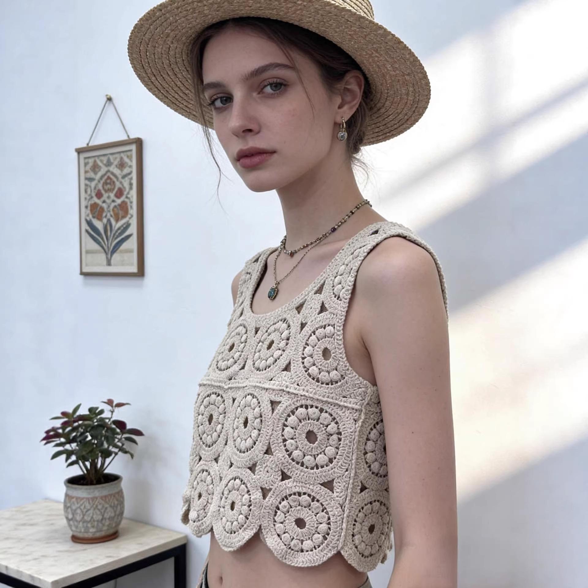 2026 Summer French Knit Layered Top One Size абрикосовый