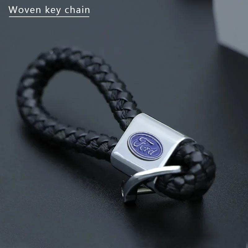 Hot 2025 Hot For Ford New Hand-Woven Key Ring Leather Car KeyChain Waist Keyring For Ford Focus 2 MK2 3 4 ST Mondeo Festiva Fusi