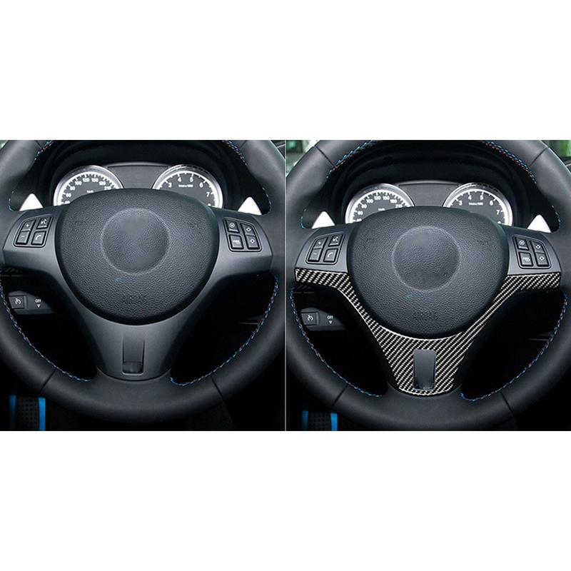 For BMW E90 E92 E93 3 Series 2005-2012 Real Carbon Fiber Steering Wheel Decoration Cover Car Stickers Car Interior Styling