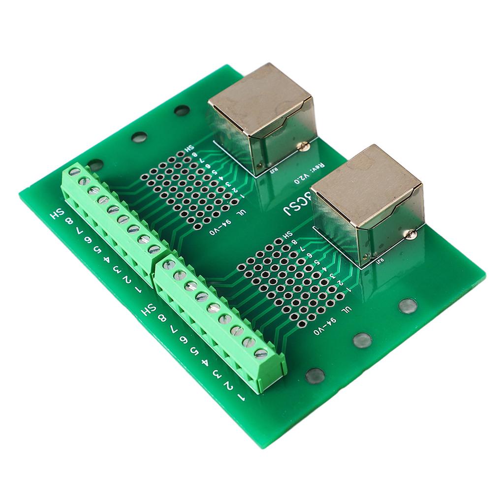 RJ45 Ethernet Connector Breakout Board Dual Network Port Input Screw Terminal Board with Bracket