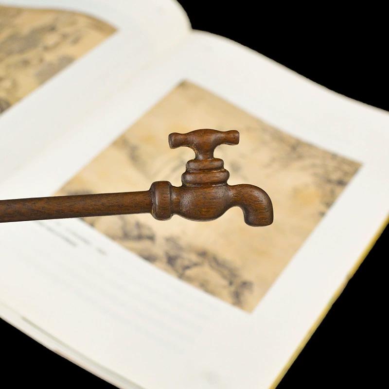 

1Pc Water Droplet Shape New Chinese Style Sandalwood Hairpin Ancient Headwear Wood Hairpin Fun Headwear Faucet Hairpin