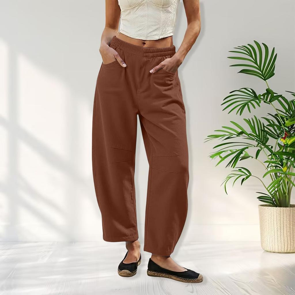 Ladies' Color Casual Fashion Breathable Loose Cotton And Linen Pants