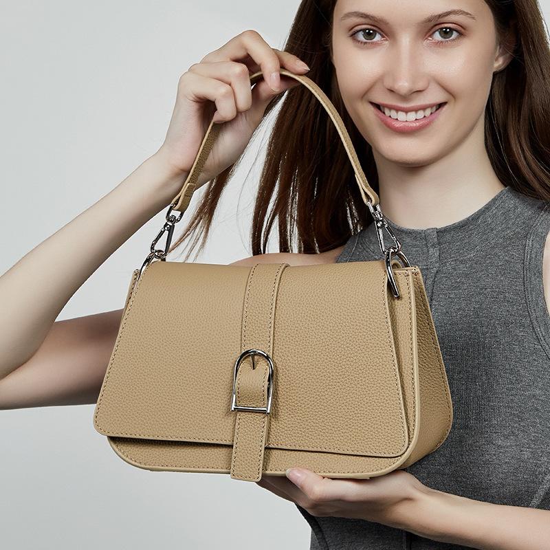 New Genuine Leather Women's Bag Mother Bag Women's Commuting Simple Handbag Crossbody Bag Saddle Bag