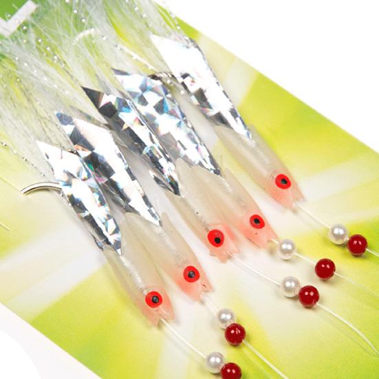 15/30Pcs Luminous Sabiki Rig Glow-in-the-dark Fish Skin Lure Rig Fishing Bait Rig with Hook Invisible Line Saltwater Freshwater Fishing Accessories