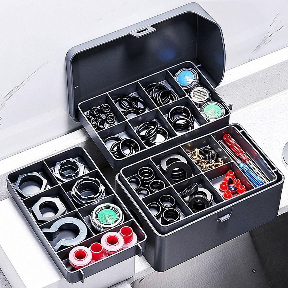 Split Storage Tray Plumbing Parts Box Multifunctional Faucet Repair Kit Plumbing Seal Kit