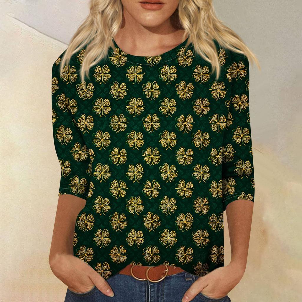 Dámský módní ležérní svetr s kulatým výstřihem a tříčtvrtečním rukávem s potiskem Saint Pao