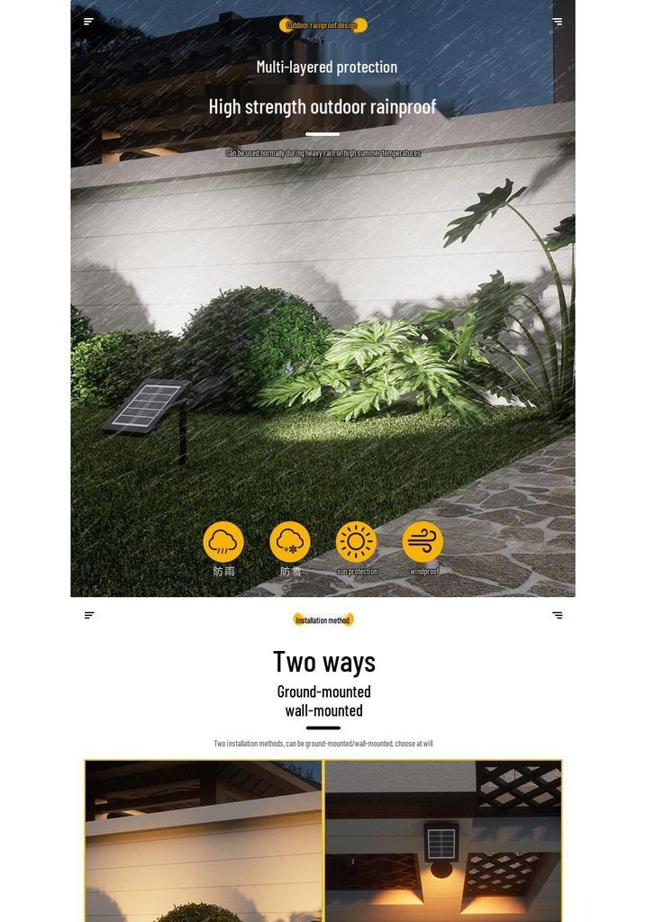 Rainproof Dual-Use Solar Spotlight for Garden and Lawn Decoration