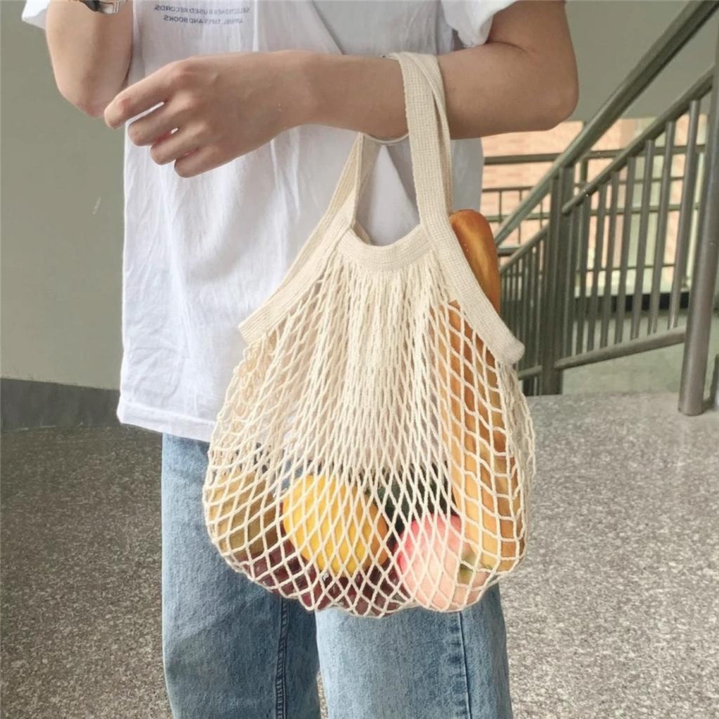 1 Stück tragbare wiederverwendbare Einkaufstasche Netz-Netzbeutel faltbar faltbare Einkaufstasche Obst- und Gemüsetasche