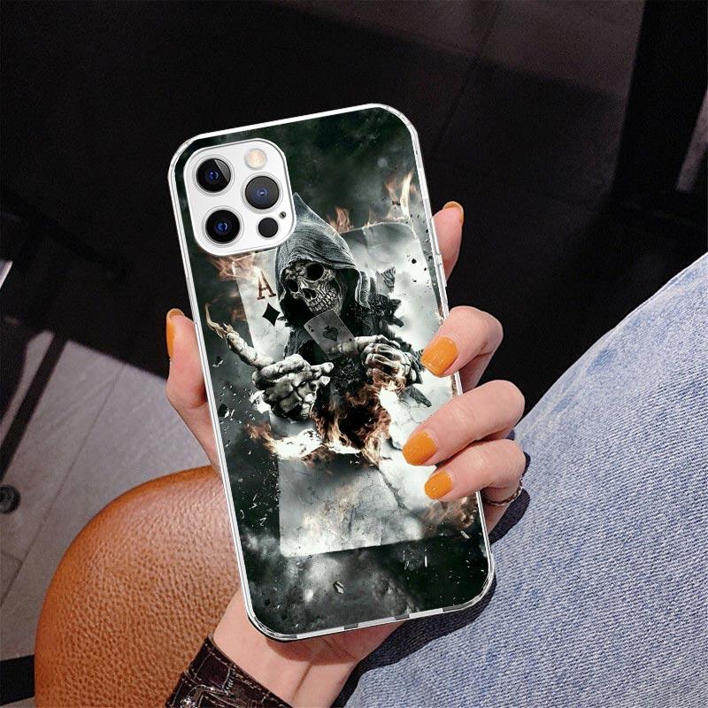 Reaper Skull Skeleton Gun Phone Case For iPhone 17 Air 16 Pro Max 16E 15 + 14 Plus 11 12 13 Mini 7 8 SE Gift Print Cover Fundas