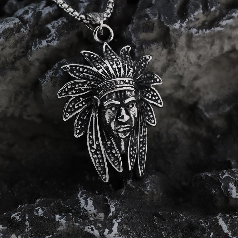 Men's Retro Indian Chief Stainless Steel Pendant