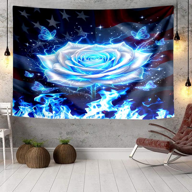 Glowing Butterflies And Roses Tapestry Room Decoration Wall Hanging for Living Room Bedroom, dormitory, Birthday and Christmas gifts