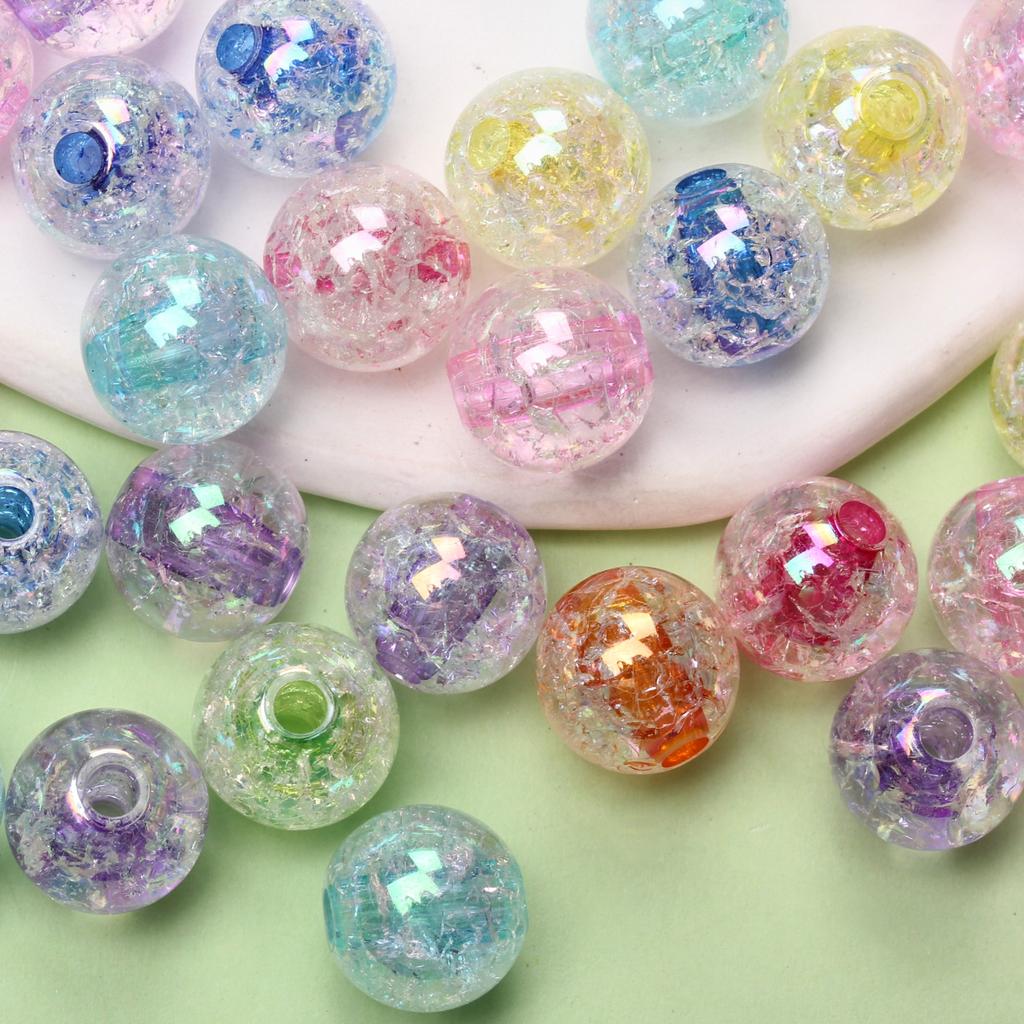 10Pcs 16mm/18mm/20mm Color Acrylic Crack Beads For Jewelry Making DIY Necklace Process Beads
