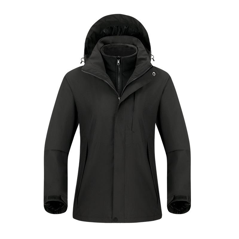 Silver Fox Velvet Liner Three-in-one Jacket for Men and Women Outdoor Windproof Waterproof Camping Warm Two-piece Jacket