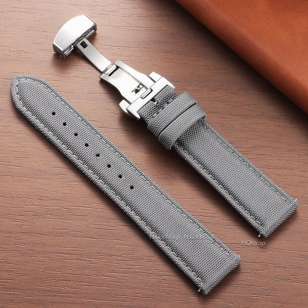 

20mm 22mm Sailcloth Watch Strap with Butterfly Buckle Two-Sided Nylon Watchband for Seiko Quick Release Sport Belt for Women Men 22mm