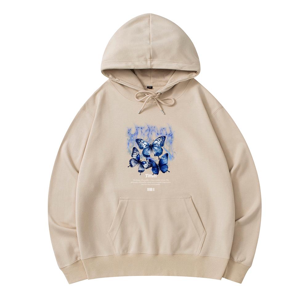 

300 г/м² Мужские хлопковые толстовки с капюшоном Satarupa Butterfly Print Премиум Хлопковая толстовка XS армия зеленый