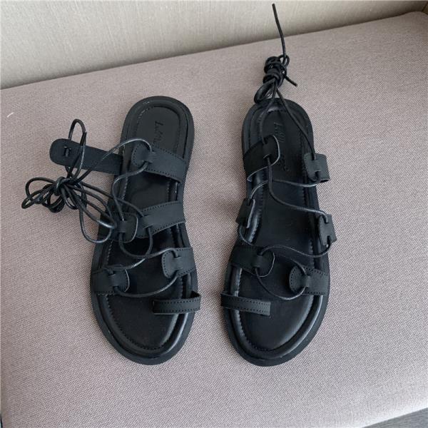 

Fashion Flat Sandal Shoe 2025 Summer Suit Female Beige Soft Clear Heels Without Black Low New Beach Comfort Girls Casual Solid Microfibe 35