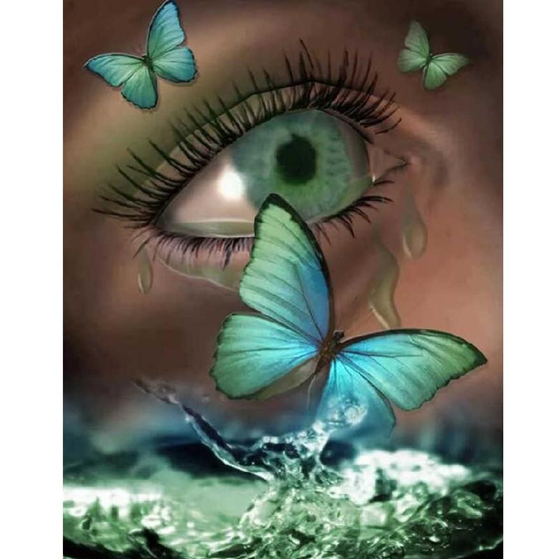 Eye Butterfly DIY 5D Diamond Painting Full Round Resin Cartoon Diamond Embroidery Cross Stitch Rhinestones Mosaic Home Decor