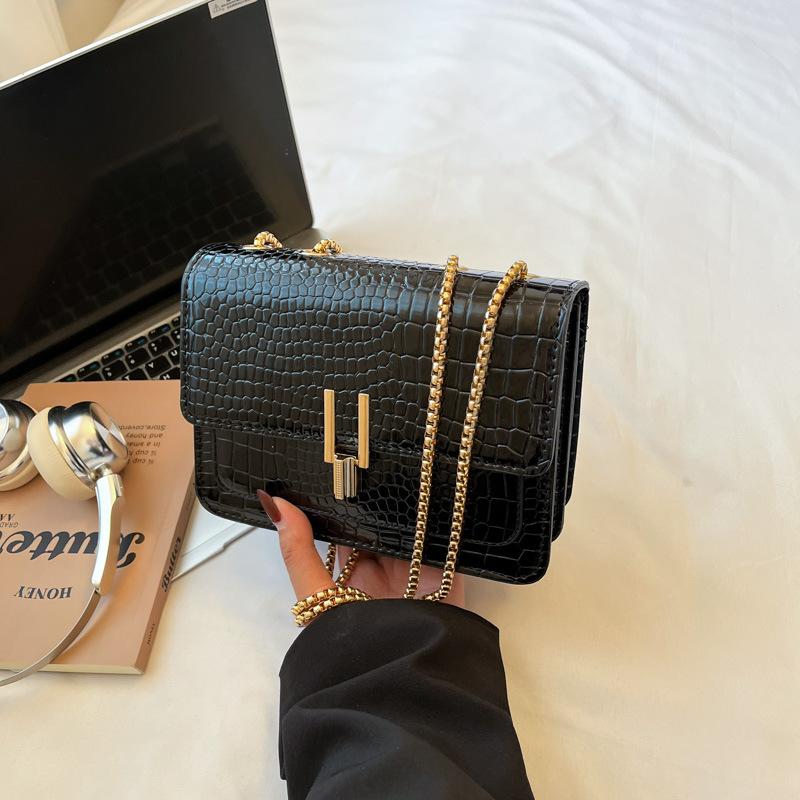 Модная Стильная и Простая Сумка-Кроссбоди на Цепочке чёрный