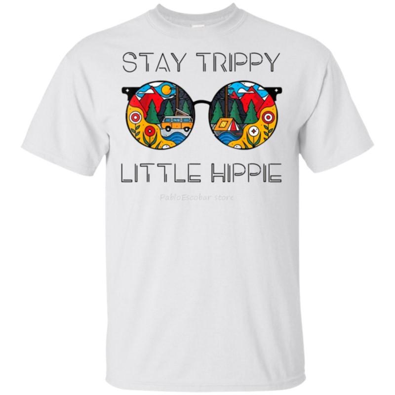 

Hippie Camping Gift Shirt Stay Trippy Little Hippie Glasses Casual Tee Shirt men brand tshirt summer top tees S