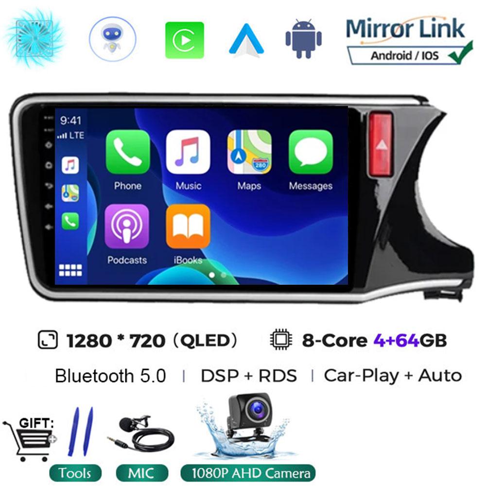 10" Android 14 Player For Honda City Grace RHD 2014 2015 2016 2017 Car Head Unit Radio Stereo Multimedia GPS DVD Touch Screen