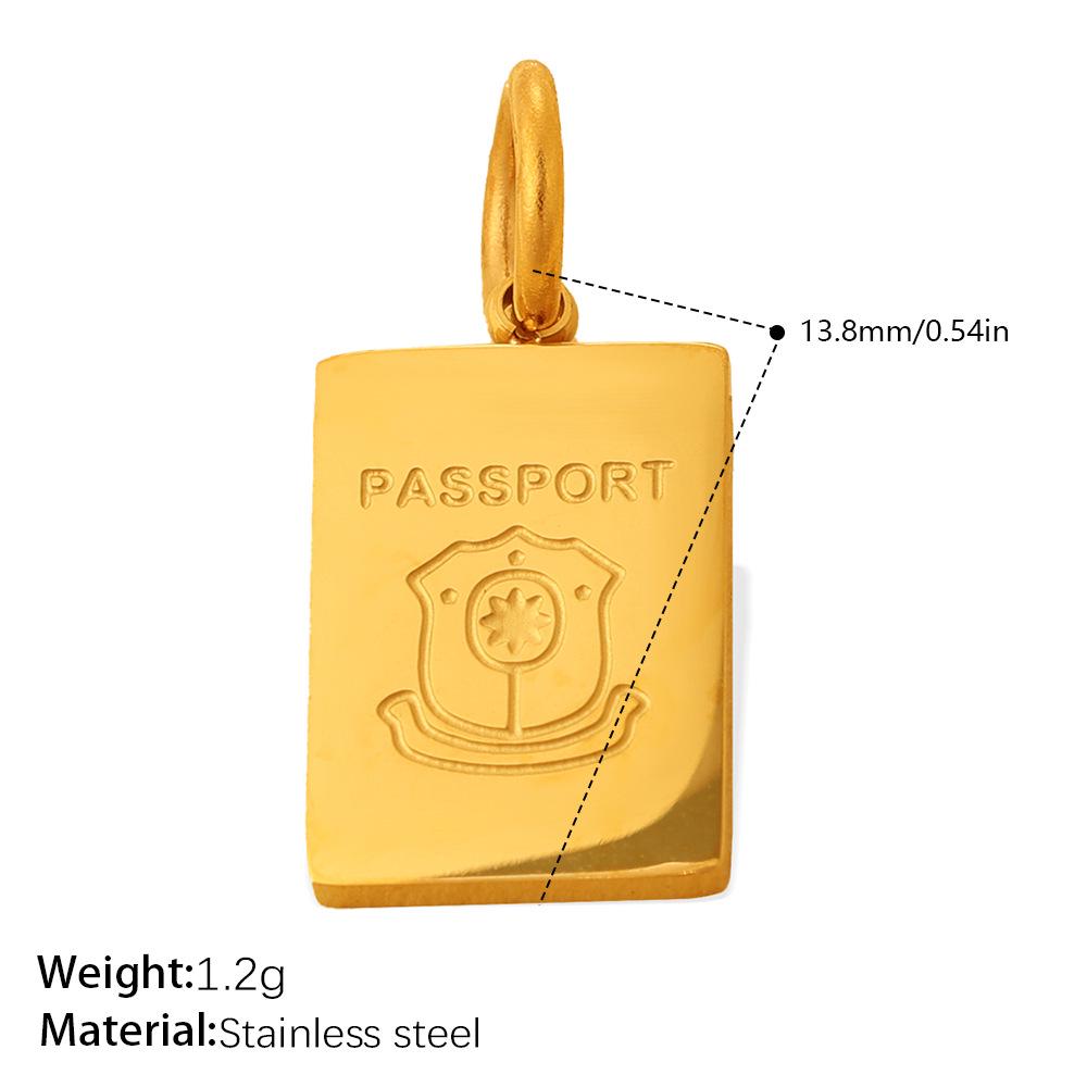 Stylish Gold Embossed Stainless Steel Pendant – Trendy European & American Jewelry Accessory