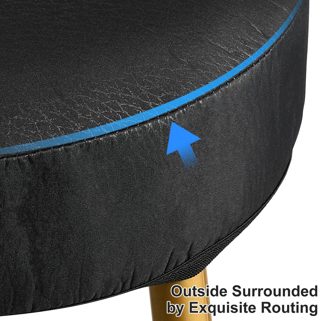 Thick Elastic Barstool Seat Cushion Cover Practical Stool Cover Round Chair Protector For Home Shop - Black (Diameter 35Cm )
