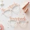 Rozlučka Party papírové brýle Rose Gold týmu nevěsta bílá nevěsta být svatba