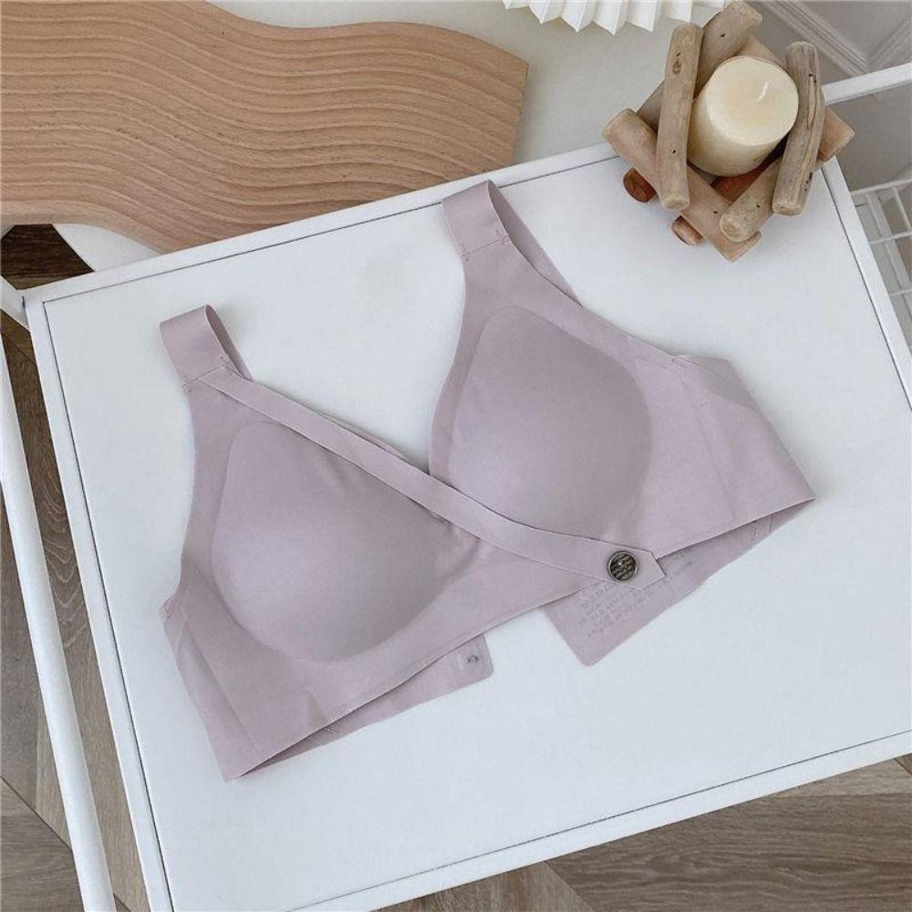 Traceless Seamless Button Bra Close-fitting Deep V Bra Simple Wireless Bras  Daily