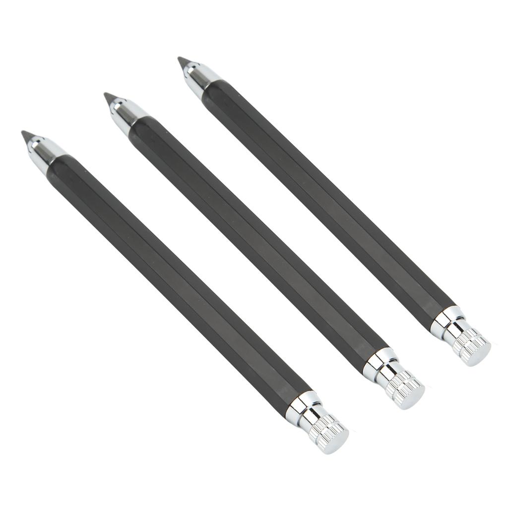 3Pcs Mechanical Carpenter Pencil 5.6mm Scribing Tool Marker Set Kit for Woodworking Black