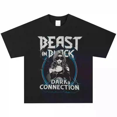 2025 Beast In Black Band Rock American Retro T-shirt Street Made Old Hip Hop Short Sleeve Vintage High Quality Luxury Brand