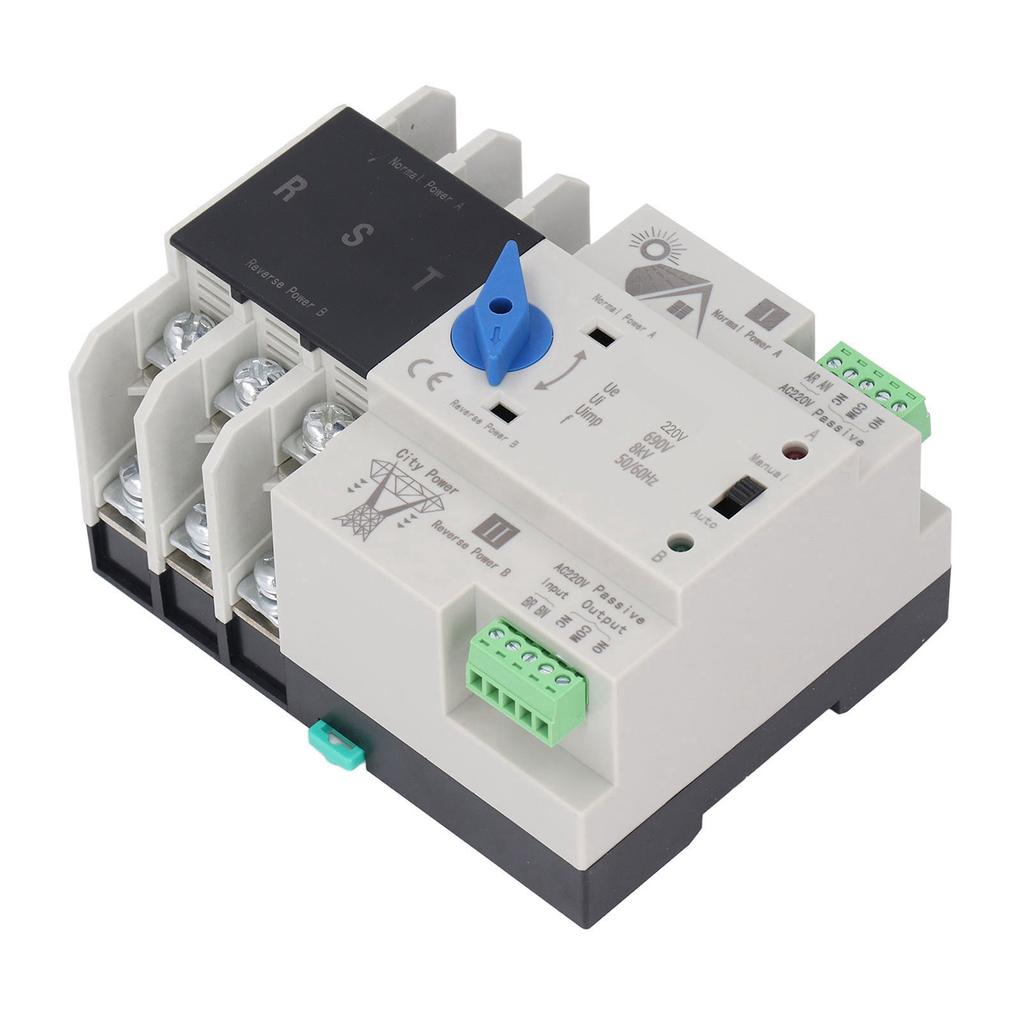 Comutator automat de transfer cu dublă alimentare 3P 63A, întrerupător de circuit cu comutare pentru laborator 220V