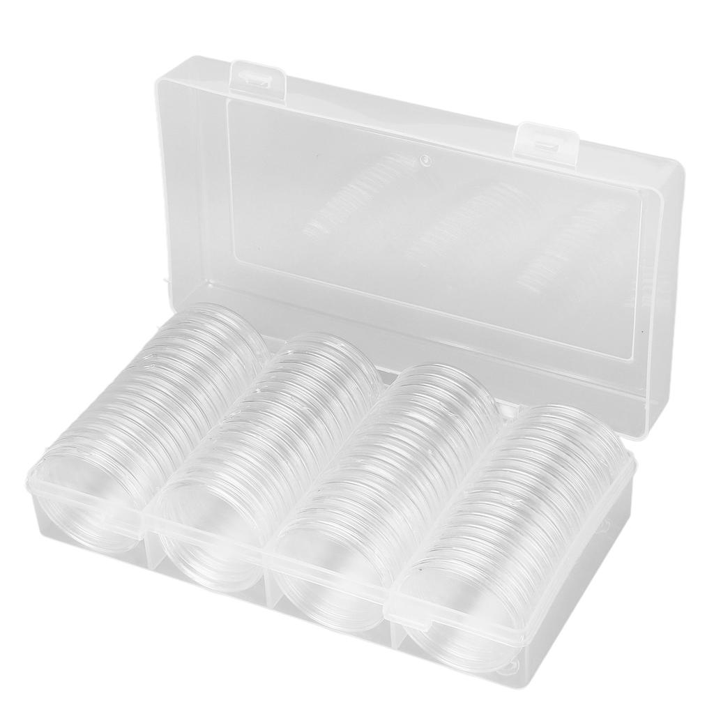 Clear Coin Storage Box 60 Pieces 41mm Coin Capsules Coin Collection Container Box for Coin Collector