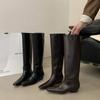 European and American style square head fashion and thin tall knight boots long boots women's retro thick heel sleeve but knee cover boots