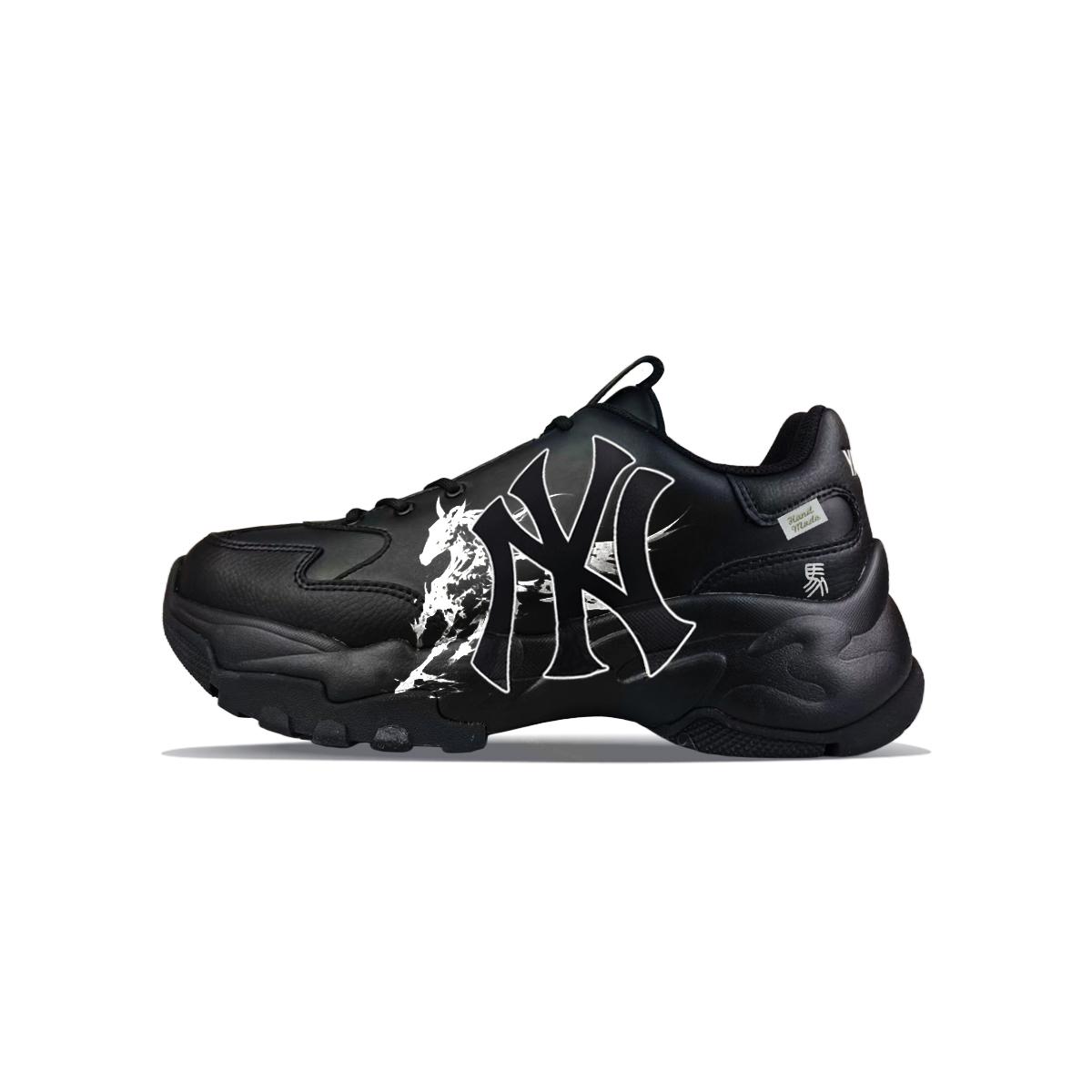 

MLB Big Ball Chunky Cushioning Abrasion Resistant Lightweight Low top Chunky Sneakers Unisex Black White 3ASHC104N-50BKS(Team373-NY) 39