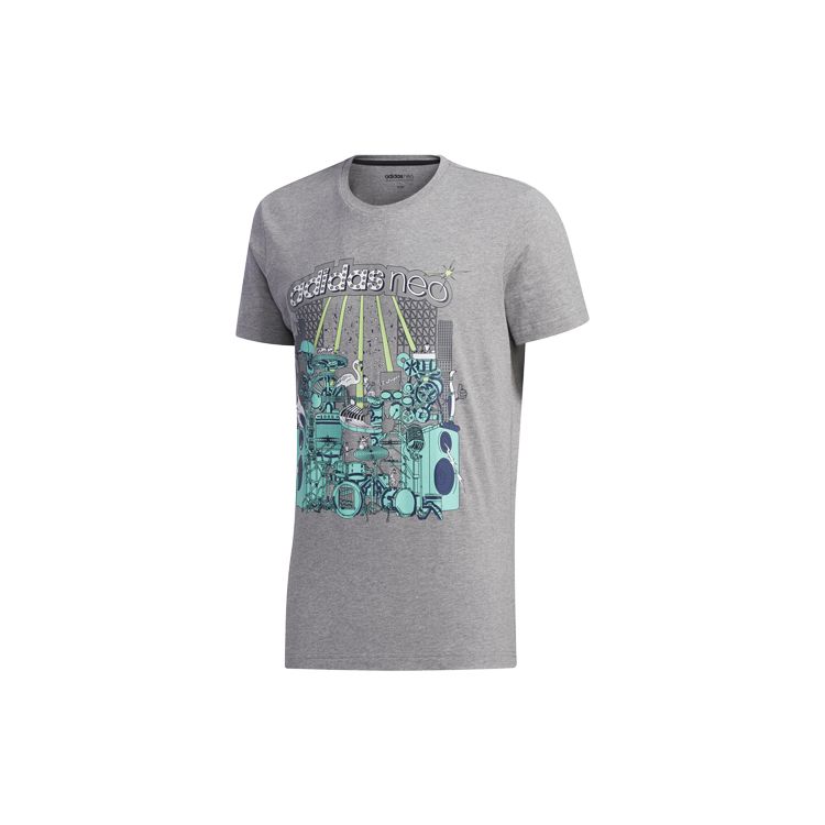 

Adidas Neo Tee Спортивная прямая футболка Мужские топы Хизер-серый FP7297