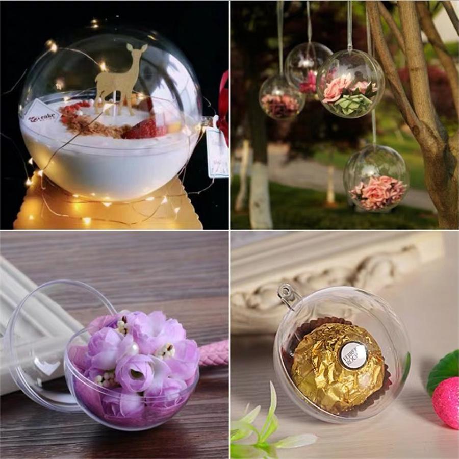 25Pcs Clear Plastic Ball Baubles Christmas Tree Hanging Party Ornament Craft DIY