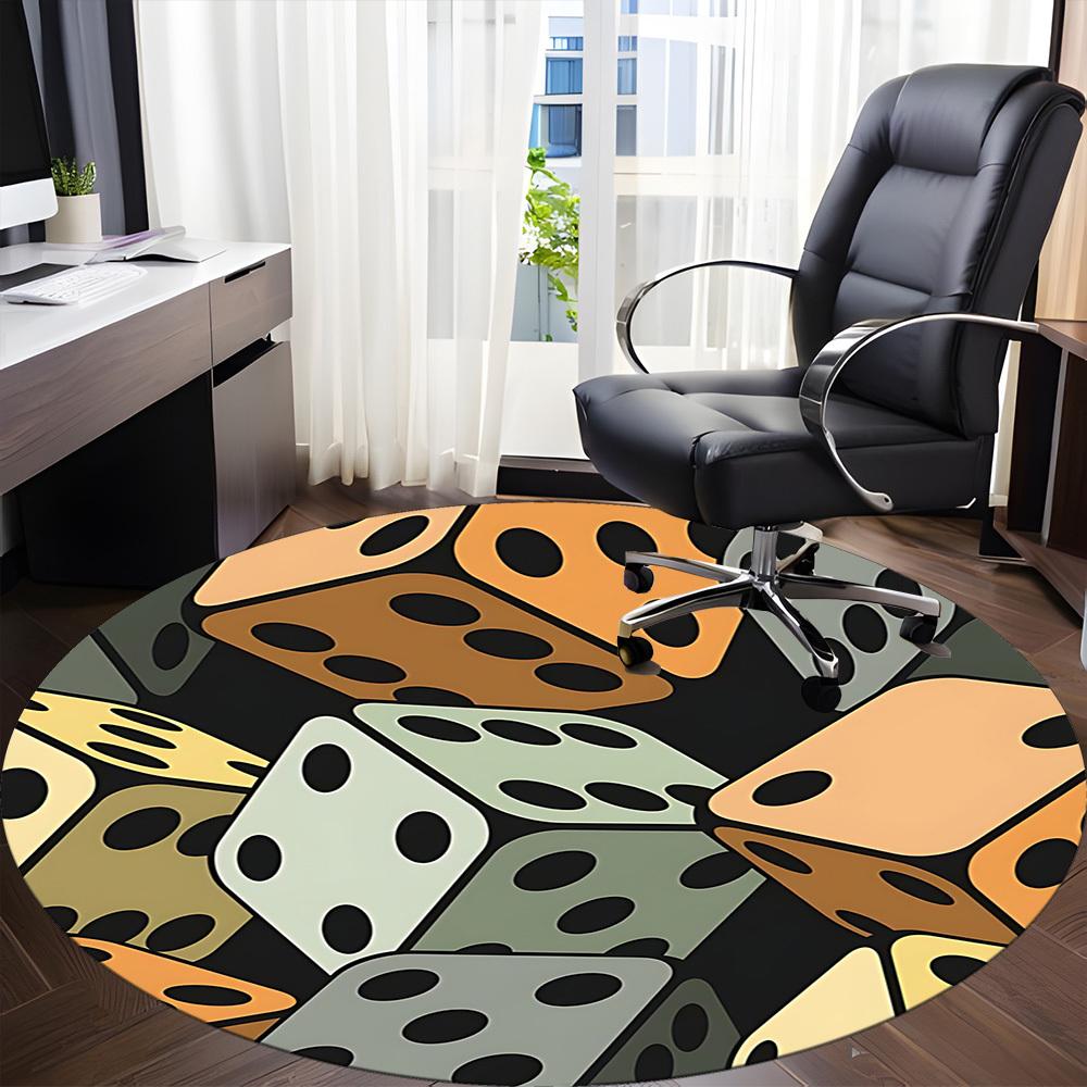 1pc Dice Pattern Office Round Area Rug,  Mat Suitable ForOffice, Under Office Chairs Bedroom Living Room Home Decor, Room Deco